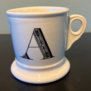 Anthropologie Letter A Monogram Initial Shaving Style Pedestal Base Mug Cup